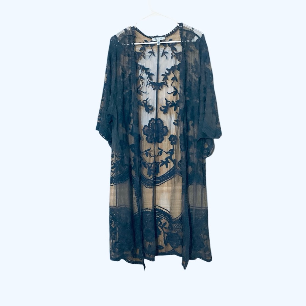 Blue Sheer Floral Kimono